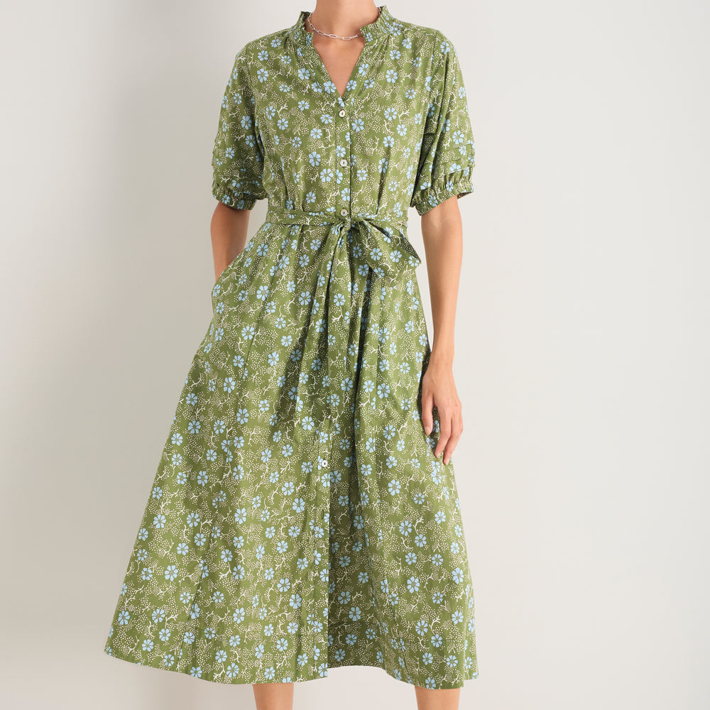 Kelly Dress - Olive Green Floral