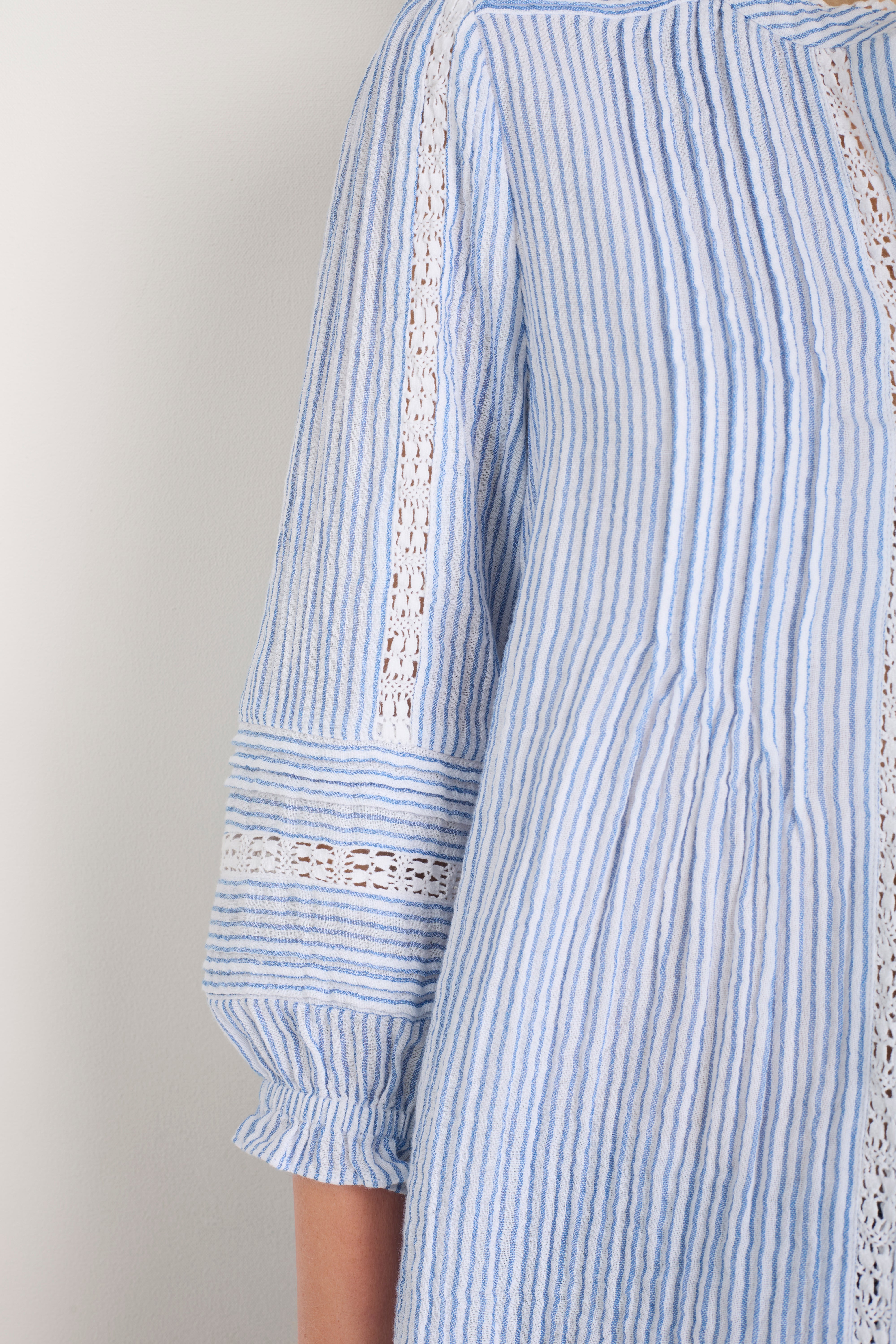 Kiki Blouse - Sky Blue/White Stripe
