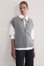 Klara Button Through Tank - Mid Grey Melange
