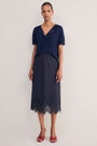 Lani Lace Trim Skirt - Navy Pinstripe