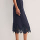 Lani Lace Trim Skirt - Navy Pinstripe