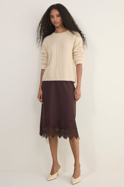 Lani Lace Trim Skirt - Aubergine