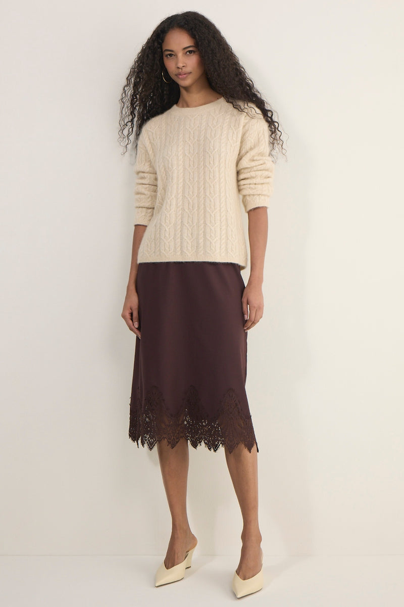 Lani Lace Trim Skirt - Aubergine