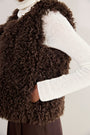 Lara Shaggy Faux Fur Reversible Gilet - Chocolate/Leopard