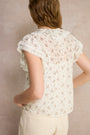 Laurent Flutter Sleeve Silk Blouse - Ivory Sprig Floral