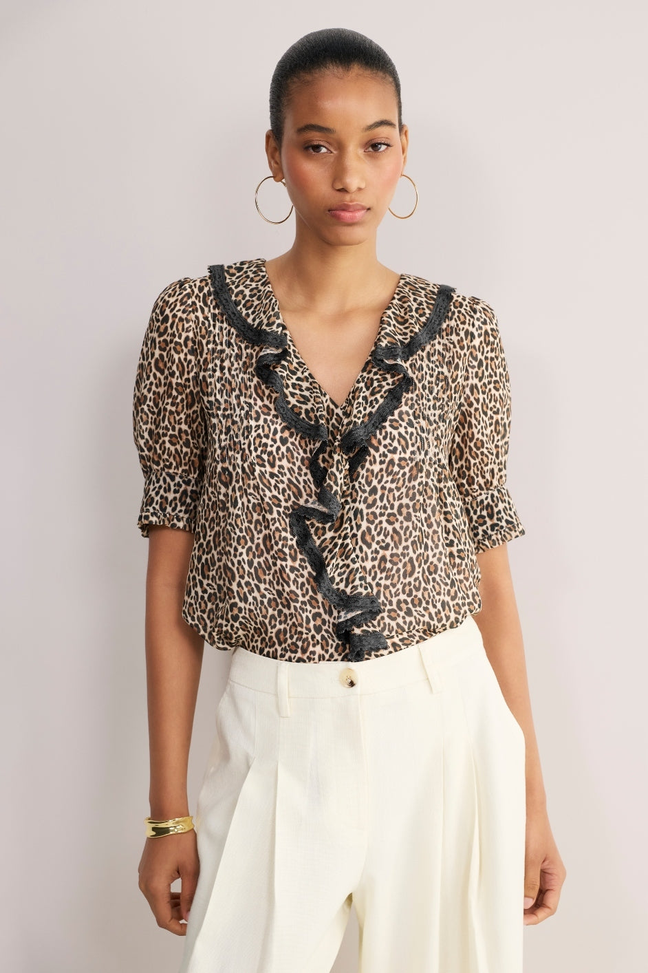 Laurent Silk Blouse - Leopard