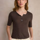 Layla Linen Top - Cocoa