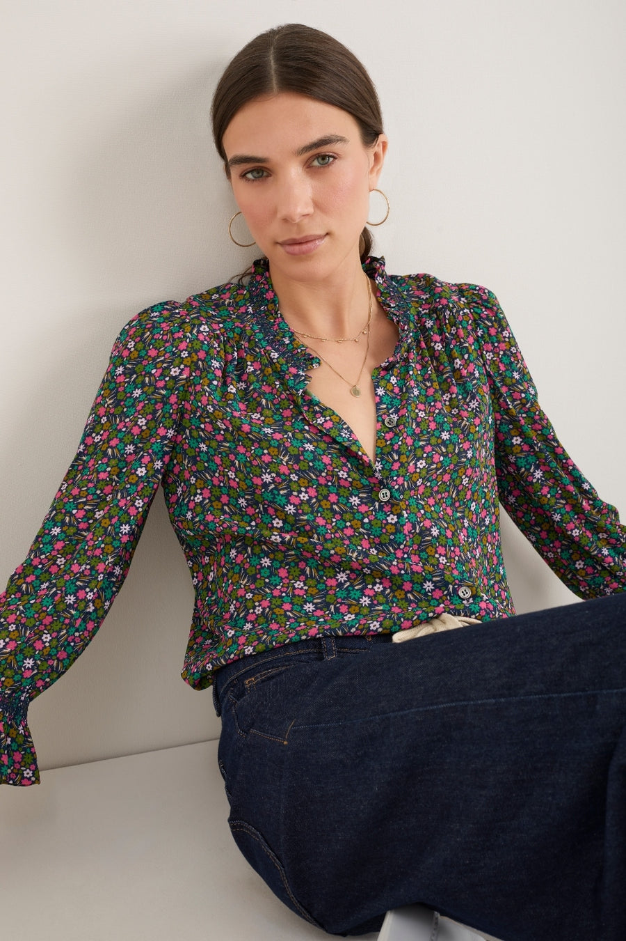 Lexi Blouse - Midnight Ditsy Floral