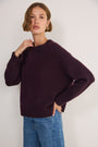 Liana Chunky Crew Neck Jumper - Aubergine