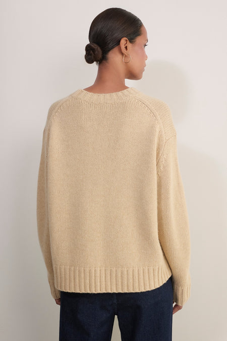 Liana Chunky Crew Neck Jumper - Latte