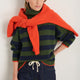 Liana Chunky Funnel Neck Jumper - Midnight/Military Green Stripe