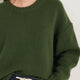 Liana Chunky Crew Neck Jumper - Olive Green