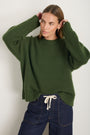 Liana Chunky Crew Neck Jumper - Olive Green