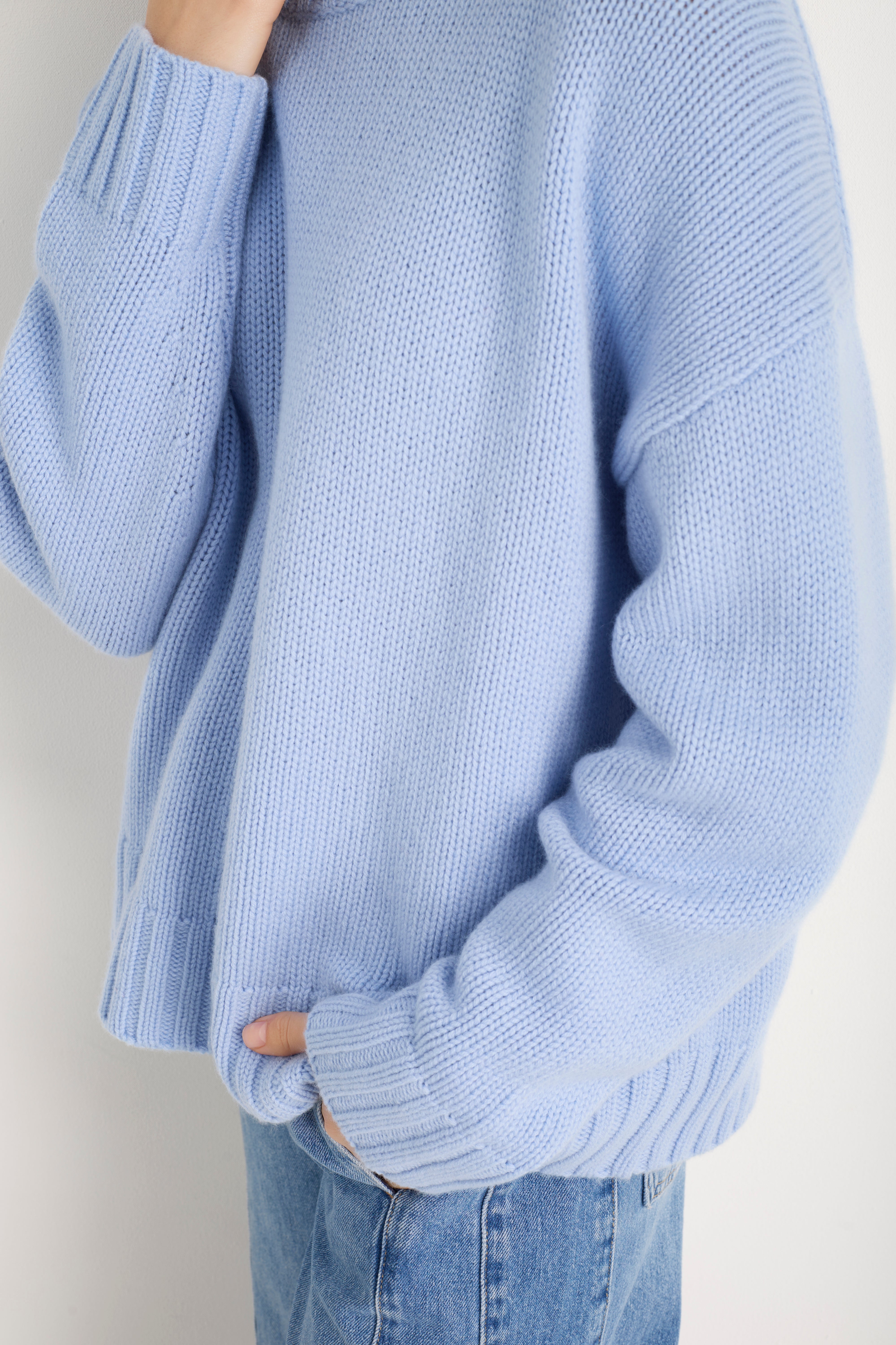 Liana Chunky Crew Neck Jumper - Sky Blue