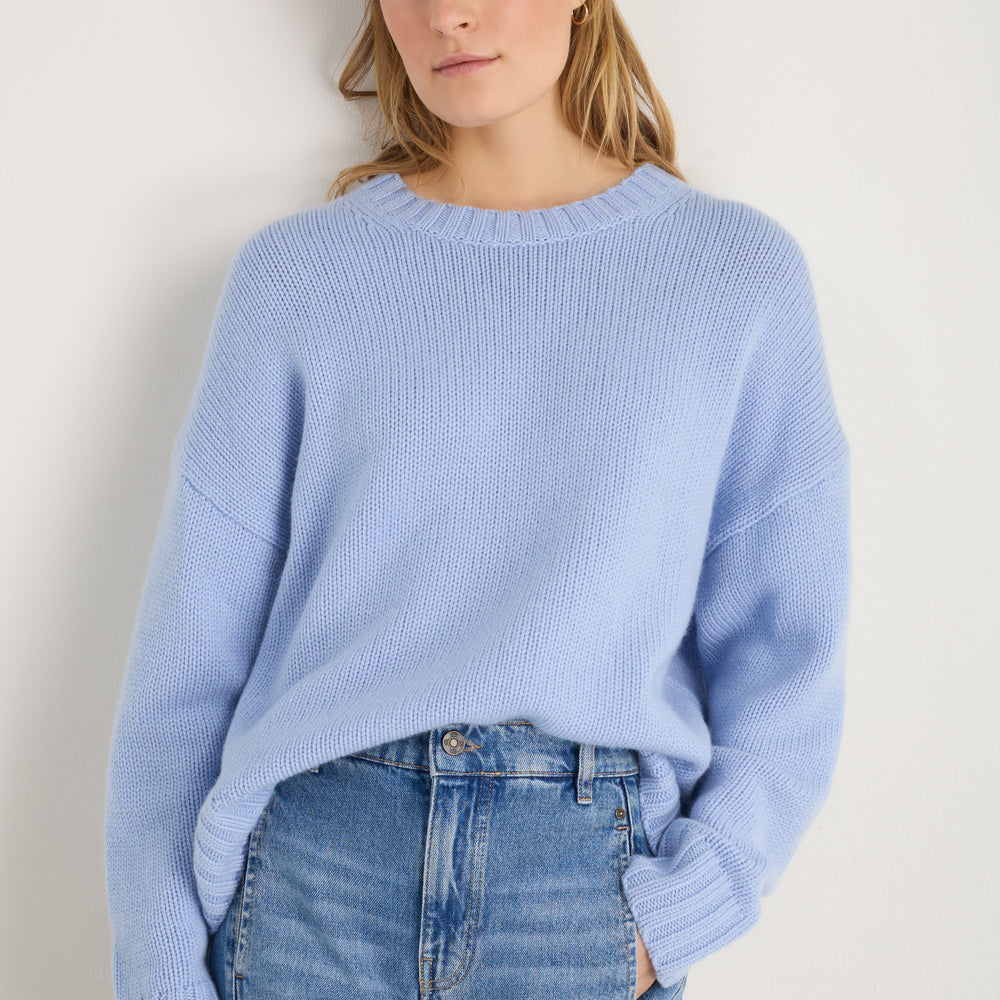 Liana Chunky Crew Neck Jumper - Sky Blue
