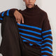Liana Chunky Funnel Neck Jumper - Brown/Cobalt Stripe