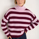 Liana Chunky Funnel Neck Jumper - Deep Fig/Blossom Pink Stripe