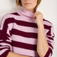 Liana Chunky Funnel Neck Jumper - Deep Fig/Blossom Pink Stripe