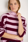 Liana Chunky Funnel Neck Jumper - Deep Fig/Blossom Pink Stripe