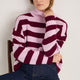 Liana Chunky Funnel Neck Jumper - Deep Fig/Blossom Pink Stripe