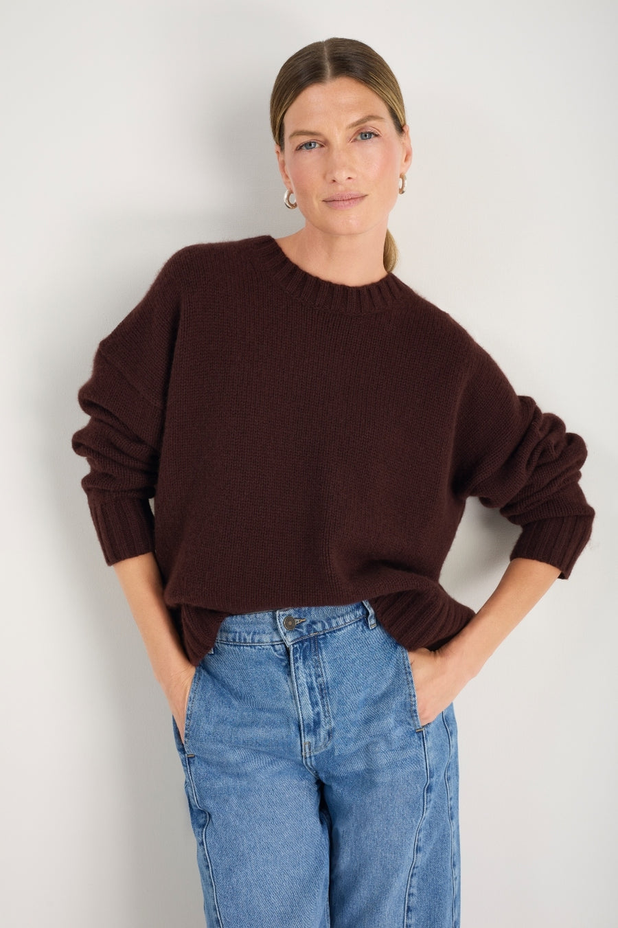 Liana Chunky Crew Neck Jumper - Espresso
