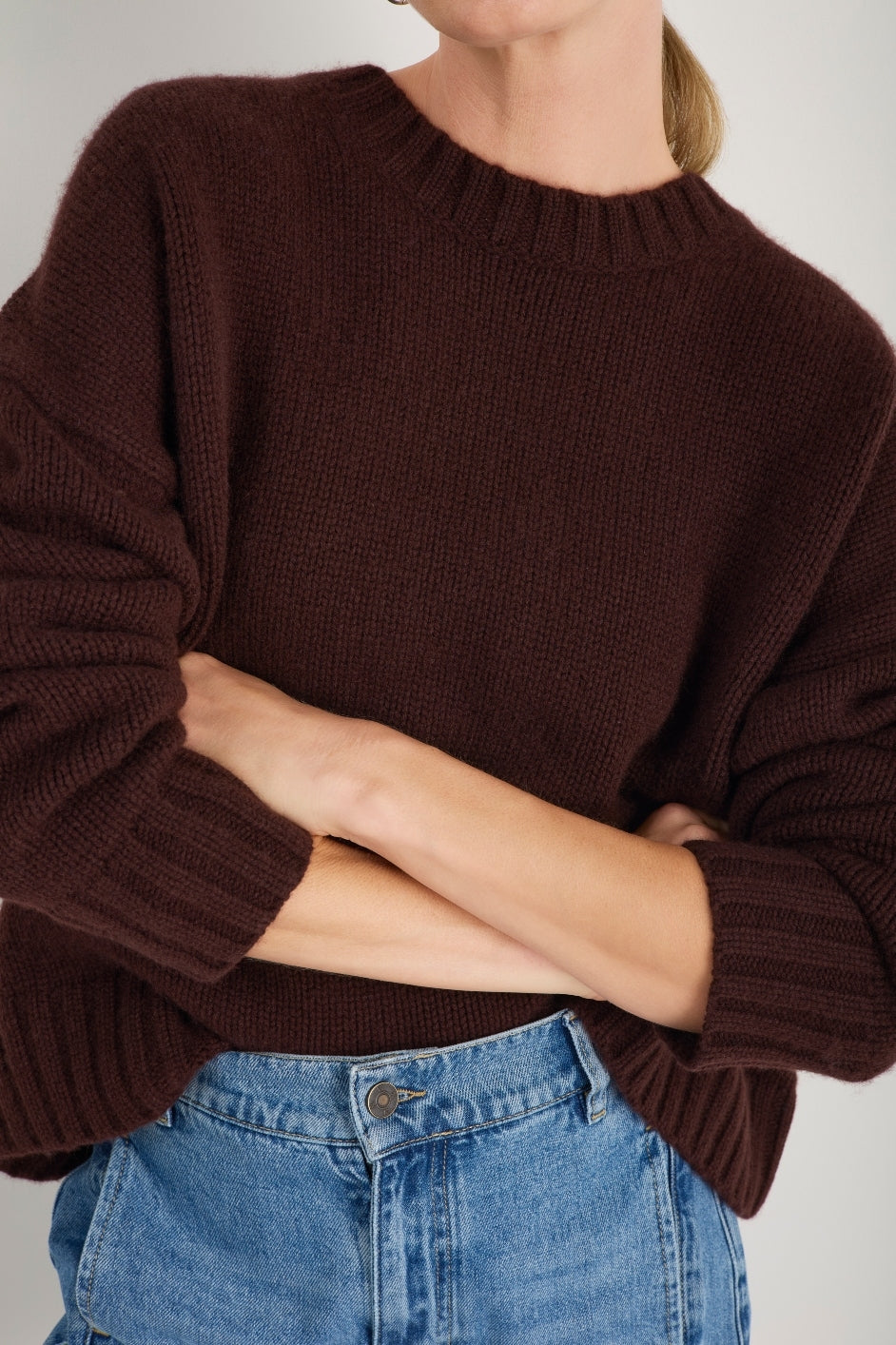 Liana Chunky Crew Neck Jumper - Espresso