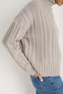 Liana Chunky Funnel Neck Jumper - Taupe Cable