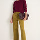 Liana Pin Cord Trouser - Dark Chartreuse