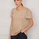 Lily Linen Round Neck Shimmer Tee Shirt - Oat/Gold