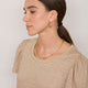 Lily Linen Round Neck Shimmer Tee Shirt - Oat/Gold