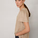 Lily Linen Round Neck Shimmer Tee Shirt - Oat/Gold