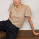 Lily Linen Round Neck Shimmer Tee Shirt - Oat/Gold