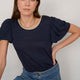Lily Linen  Round Neck Tee Shirt - Midnight