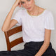 Lily Linen  Round Neck Tee Shirt - White