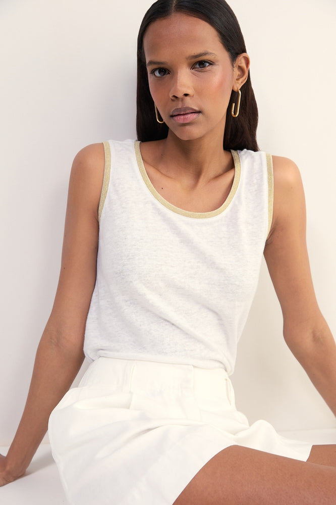 Lily Linen Tank - White