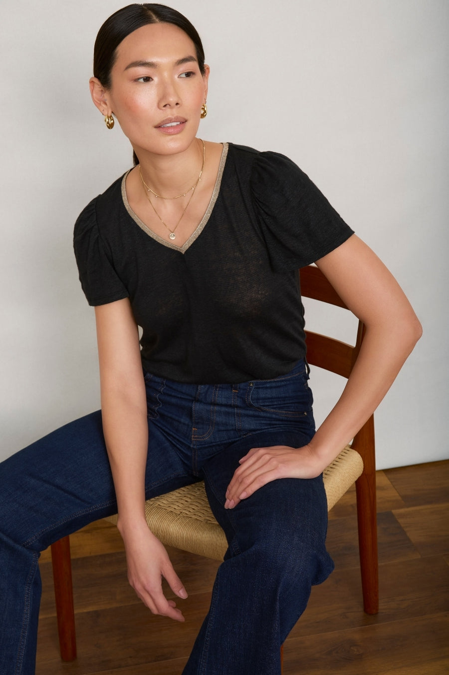 Lily Linen Tee Shirt - Black