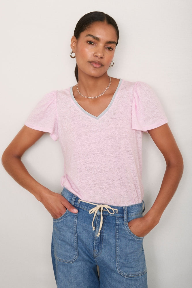 Lily Linen Tee Shirt - Light Pink