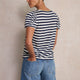 Lily Linen V-Neck Tee - Midnight/Ivory Stripe