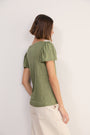Lily Linen V-Neck Tee - Khaki Shimmer