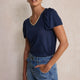 Lily Linen V-Neck Tee - Midnight