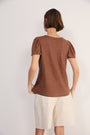 Lily Linen V-Neck Tee - Toffee