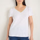 Lily Linen V-Neck Tee - White