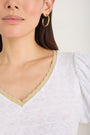 Lily Linen V-Neck Tee - White