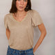 Lily Linen Shimmer Tee Shirt - Oat/Gold
