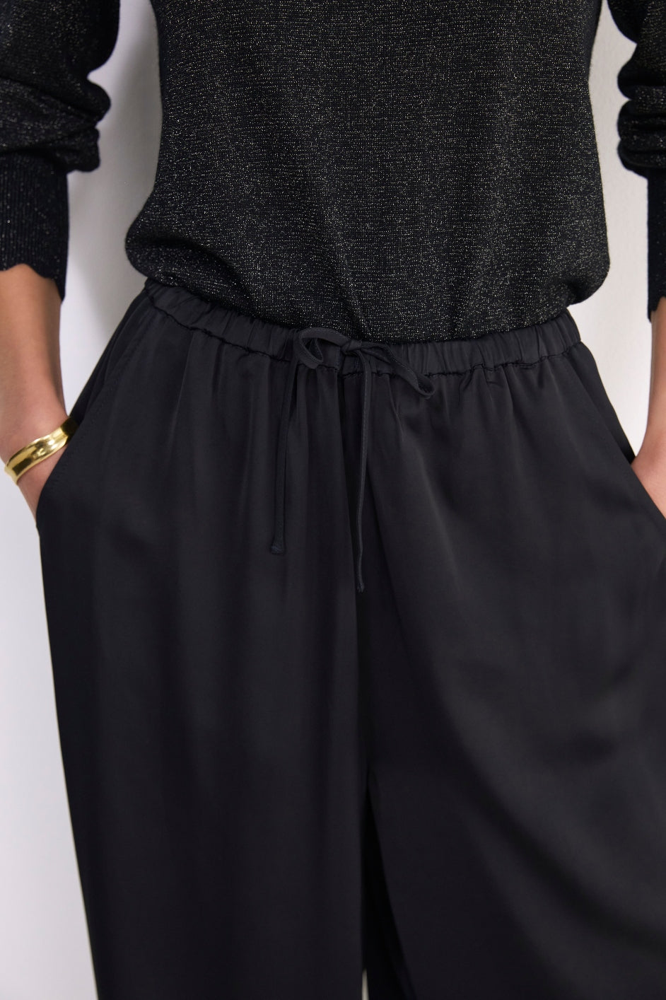 Lola Satin Harem Trouser - Midnight