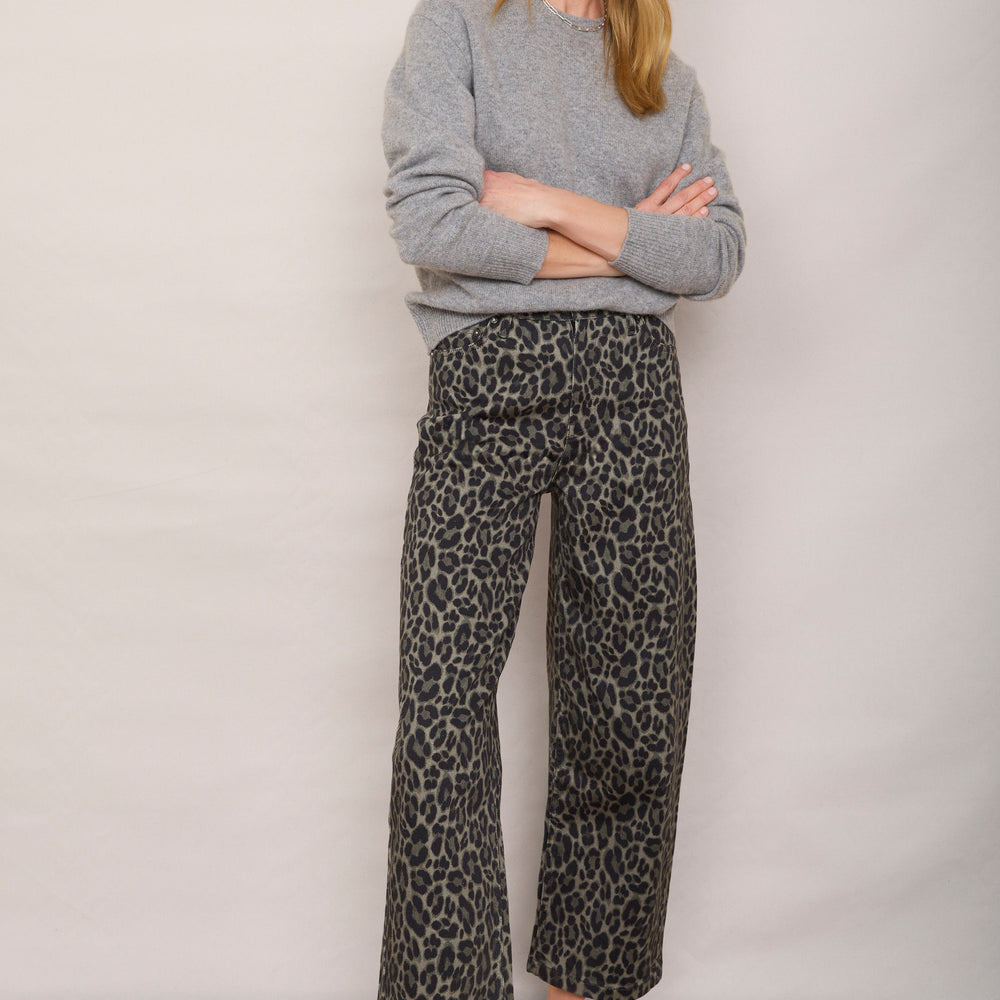 Lula Barrel Jean - Khaki Leopard