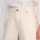 Lula Pleat Front Denim Long Short - Ecru