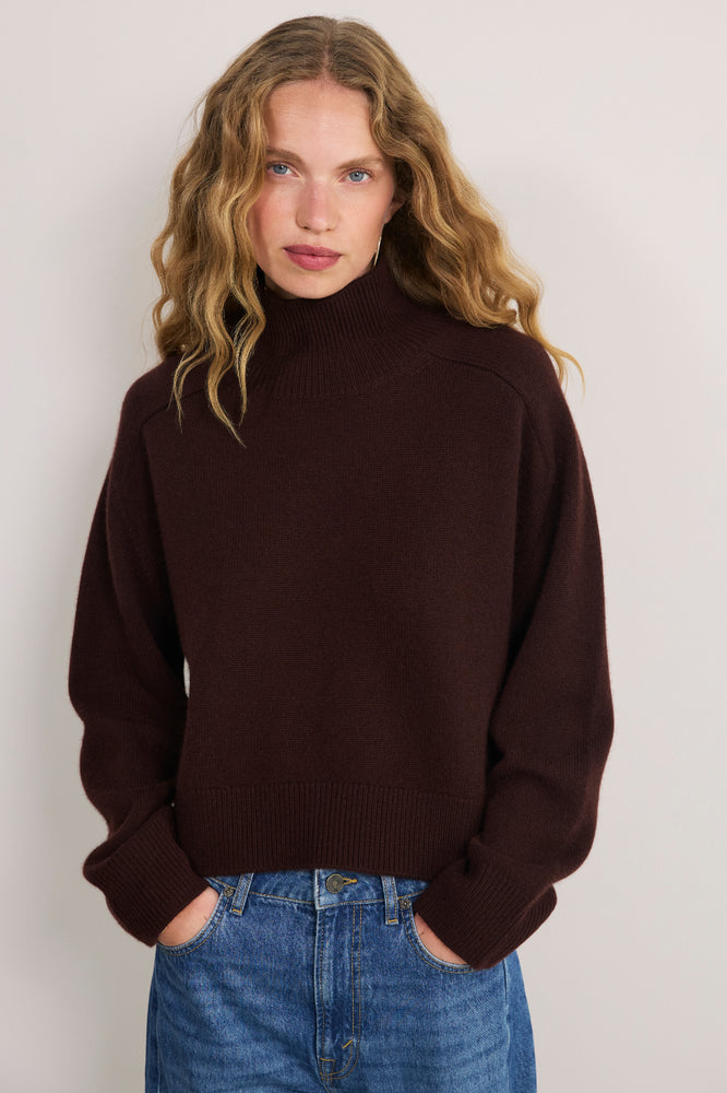 Luna Curved Hem Jumper - Chocolate