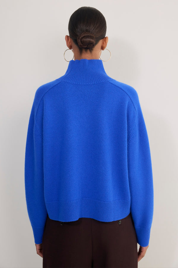 Luna Curved Hem Jumper - Cobalt Blue