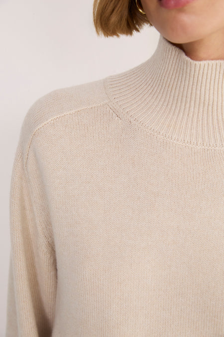Luna Curved Hem Jumper - Oat